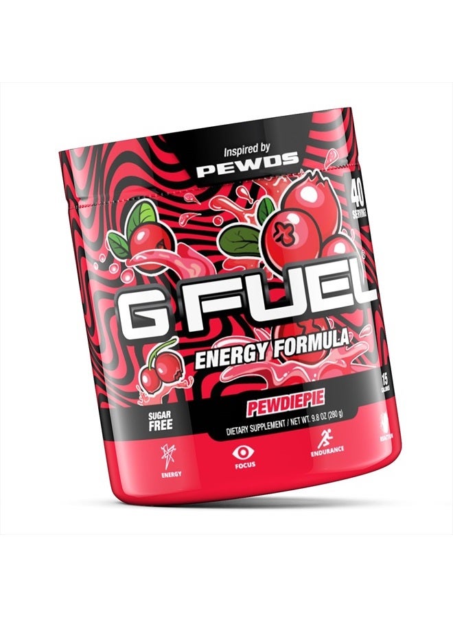 PewDiePie Energy Powder, Sugar Free, Clean Caffeine Focus Supplement, Water Mix, Lingonberry Flavor, Focus Amino, Vitamin + Antioxidants Blend - 9.8 oz (40 Servings)