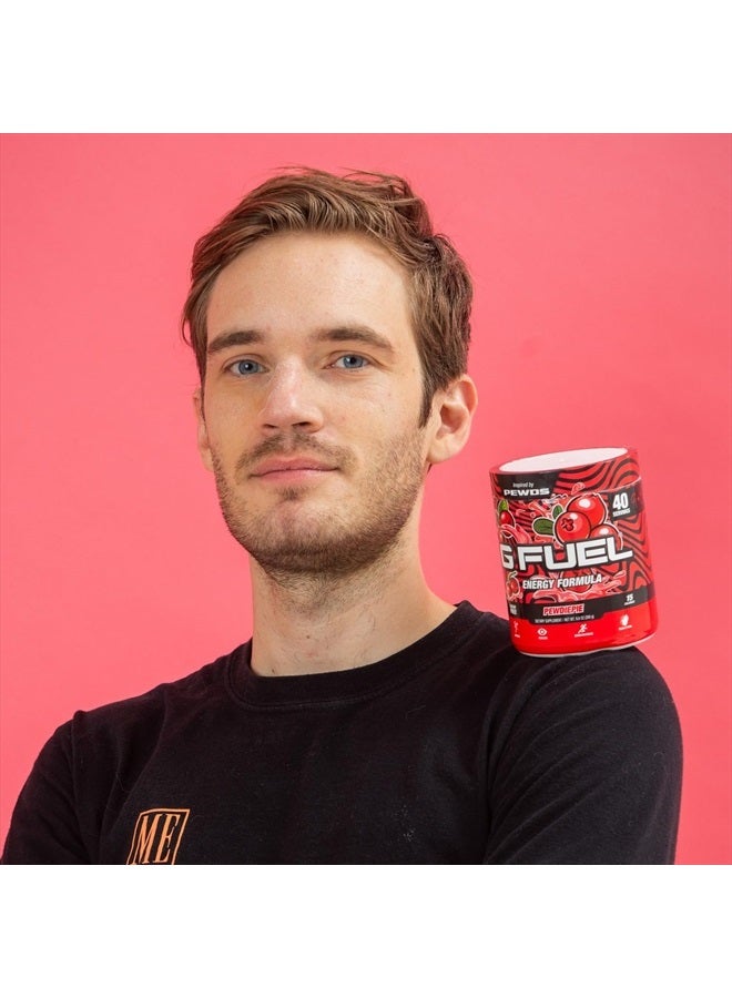 PewDiePie Energy Powder, Sugar Free, Clean Caffeine Focus Supplement, Water Mix, Lingonberry Flavor, Focus Amino, Vitamin + Antioxidants Blend - 9.8 oz (40 Servings)