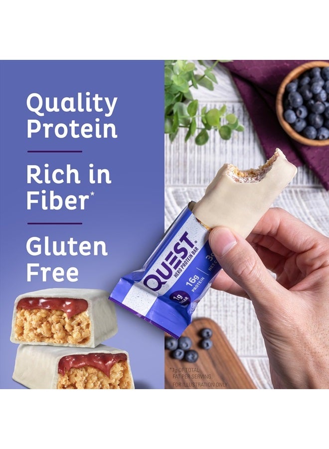 Crispy Blueberry Cobbler Hero Protein Bar, 16g Protein, 1g Sugar, 3g Net Carb, Gluten Free, Keto Friendly, 12 Count