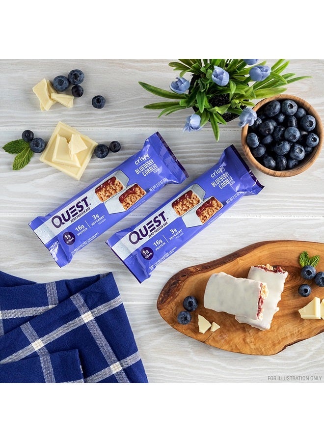 Crispy Blueberry Cobbler Hero Protein Bar, 16g Protein, 1g Sugar, 3g Net Carb, Gluten Free, Keto Friendly, 12 Count