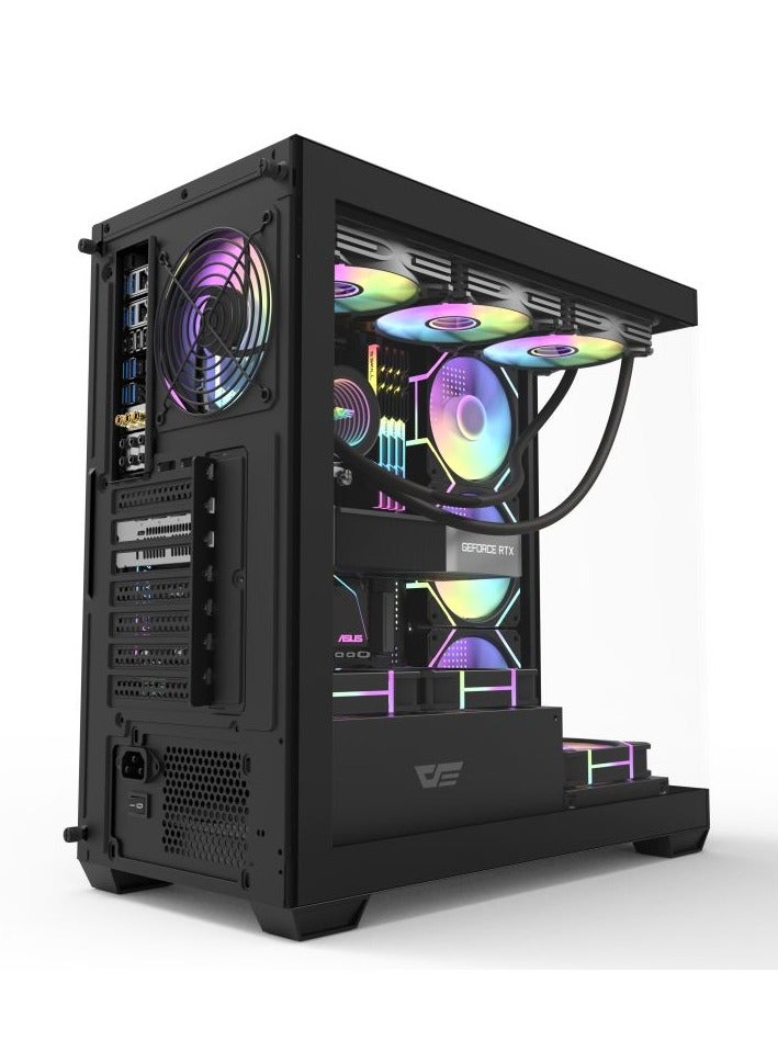 Aigo darkFlash DS900 ATX M-ATX ITX Gaming PC Case with 6 ARGB Fans Pre Installed, Tempered Glass Panels, Type-C Port, 0.5 SPCC Computer Case