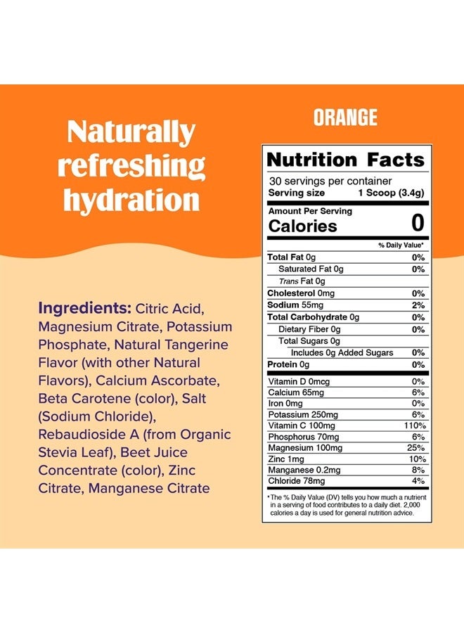 Daily Electrolyte Drink Mix – Orange, 30 Servings – Hydration Powder with 6 Key Electrolytes & Trace Minerals – Keto Friendly, Vegan, Non- GMO & Sugar-Free Electrolyte Powder