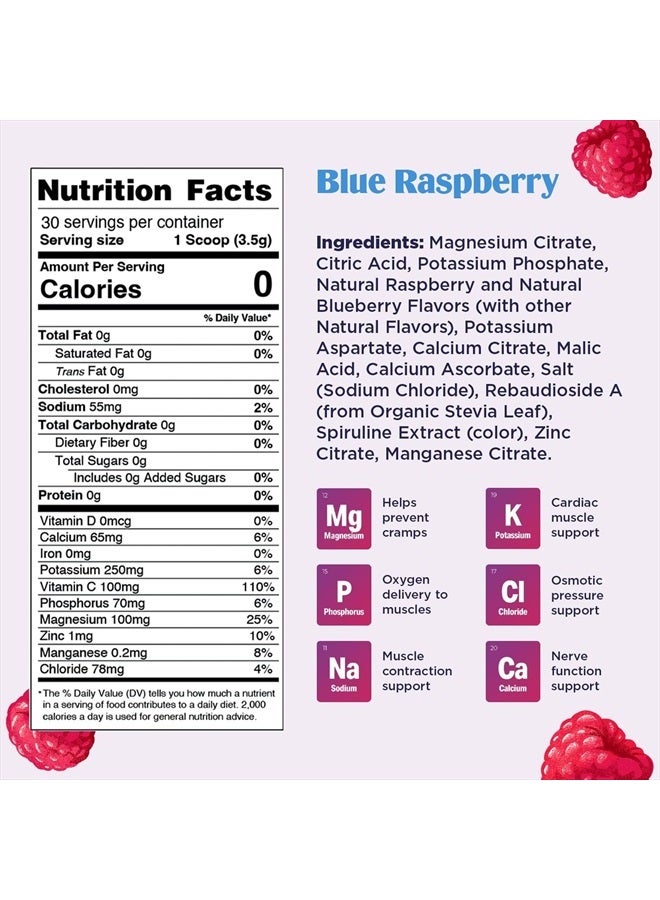 Daily Electrolyte Drink Mix – Blue Raspberry, 30 Servings – Hydration Powder with 6 Electrolytes & Trace Minerals – Keto Friendly, Vegan, Non-GMO & Sugar-Free Electrolyte Powder