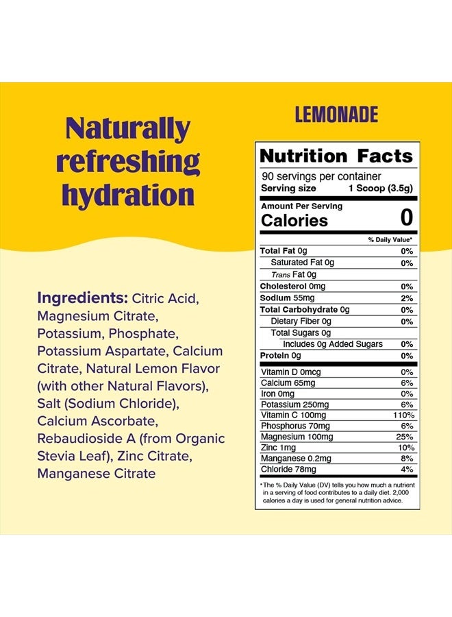 Daily Electrolyte Drink Mix – Lemonade, 90 Servings – Hydration Powder with 6 Key Electrolytes & Trace Minerals – Keto Friendly, Vegan, Non-GMO & Sugar-Free Electrolyte Powder