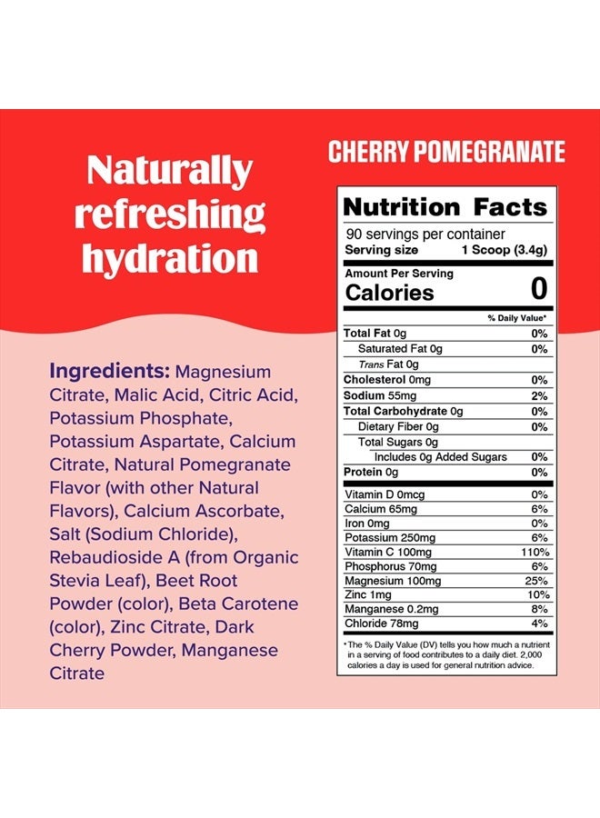 Daily Electrolyte Drink Mix – Cherry Pomegranate, 90 Servings – Hydration Powder with 6 Electrolytes & Minerals – Keto Friendly, Vegan, Non- GMO & Sugar-Free Electrolyte Powder