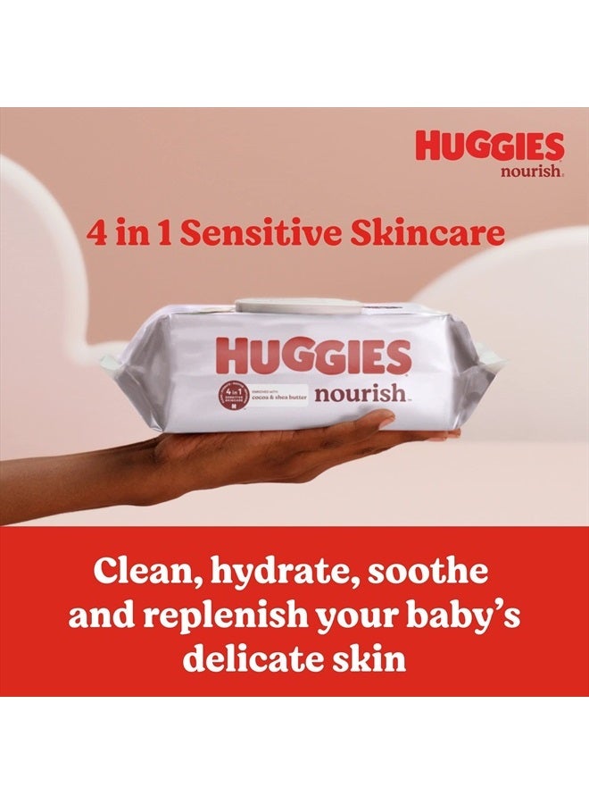 Huggies Nourish Scented Baby Wipes, 10 Push Button Packs (560 Wipes Total)