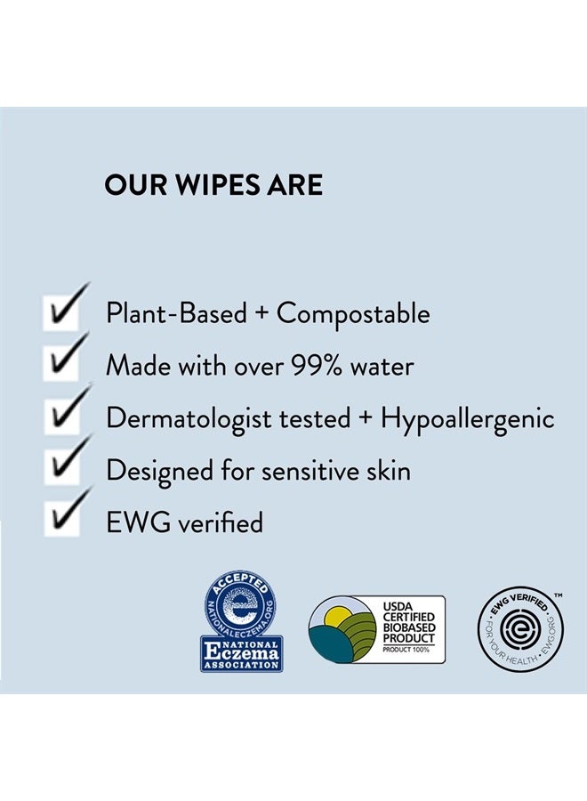 Clean Conscious Unscented Wipes | Over 99% Water, Compostable, Plant-Based, Baby Wipes | Hypoallergenic for Sensitive Skin, EWG Verified | Rose Blossom, 576 Count