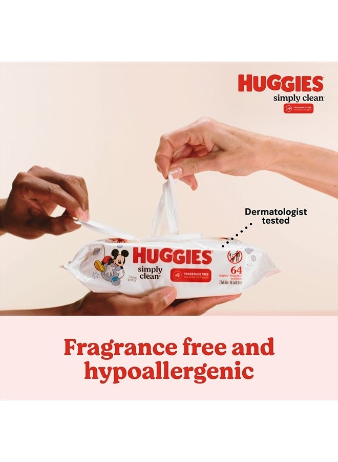 Huggies Simply Clean Fragrance-Free Baby Wipes, Unscented Diaper Wipes, 1 Flip-Top Pack (64 Wipes Total)