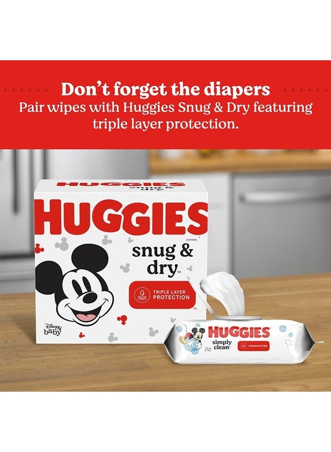 Huggies Simply Clean Fragrance-Free Baby Wipes, Unscented Diaper Wipes, 1 Flip-Top Pack (64 Wipes Total)