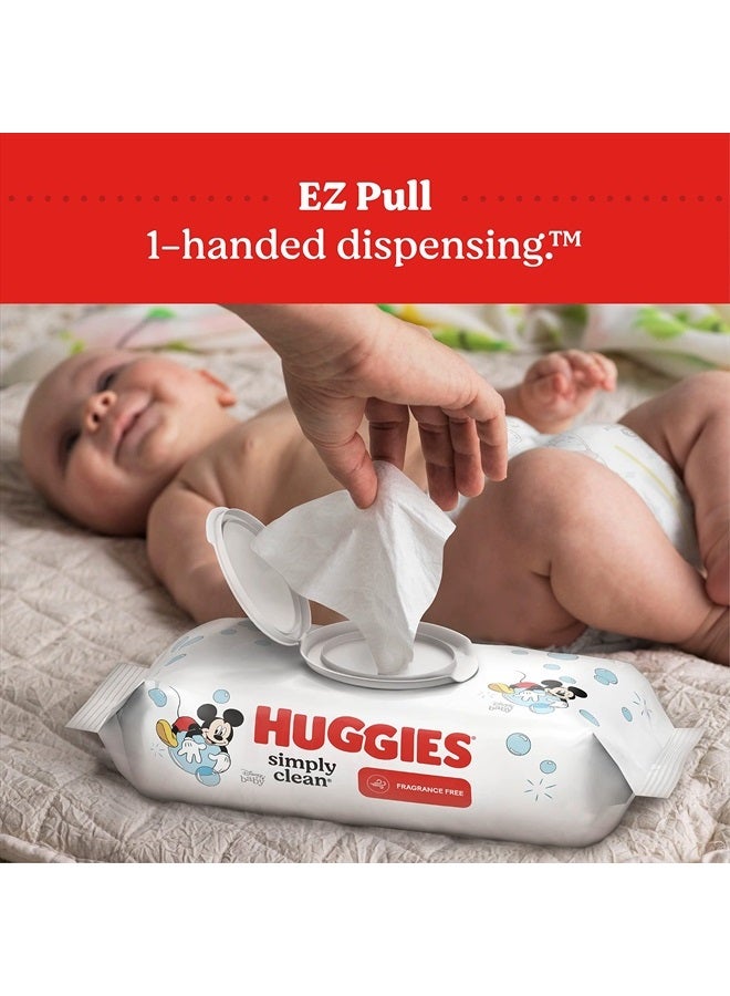 Huggies Simply Clean Fragrance-Free Baby Wipes, Unscented Diaper Wipes, 1 Flip-Top Pack (64 Wipes Total)