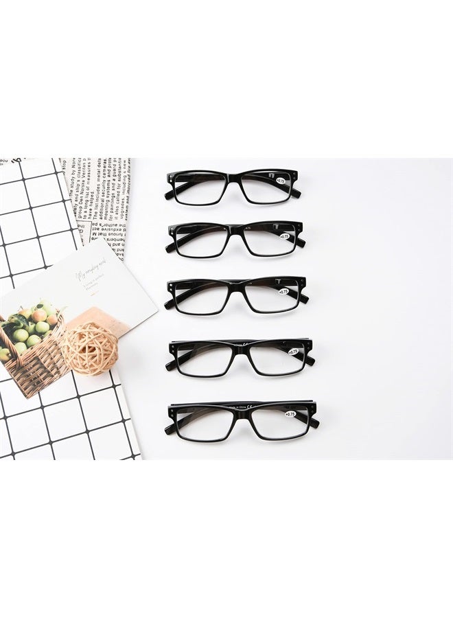 5 Pack Reading Glasses for Men Spring Hinges Classic Readers Black Frame +1.00