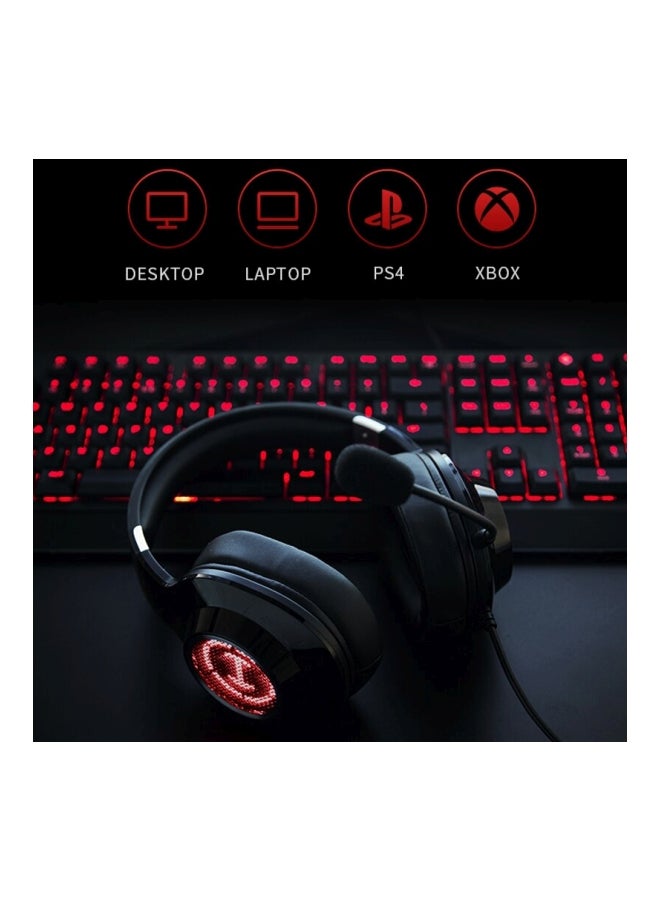 G2II Gaming Headset for PC PS4 USB Wired Gaming Headphones with 7.1 Surround Sound with Noise Canceling Microphone and RGB Light 50mm Driver Compatible with Mac Desktop PC