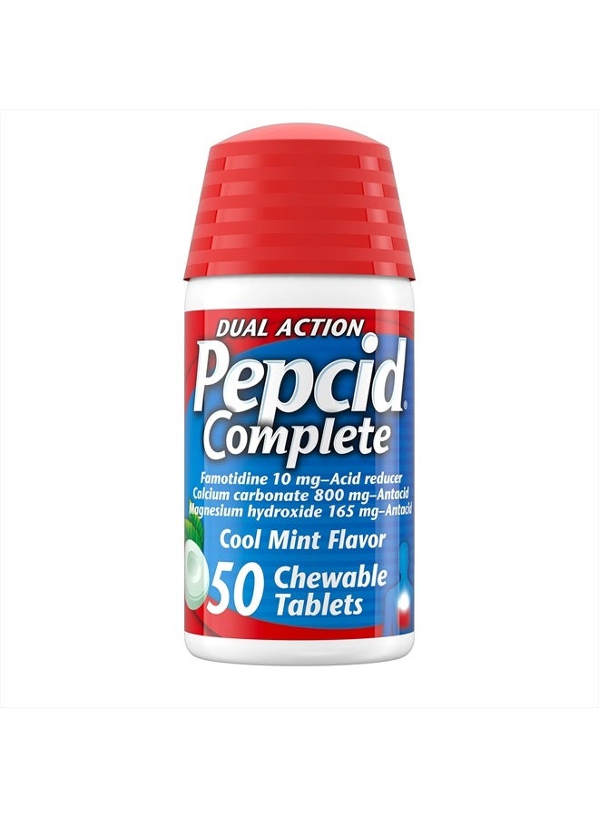 Complete Acid Reducer + Antacid Chewable Tablets, Heartburn Relief, Mint, 50 ct