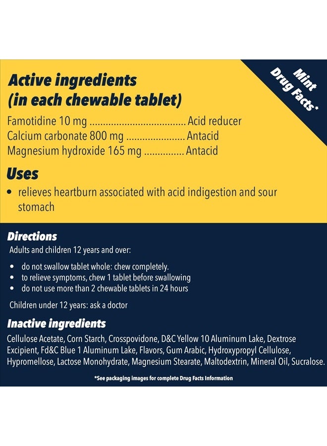 Complete Acid Reducer + Antacid Chewable Tablets, Heartburn Relief, Mint, 50 ct