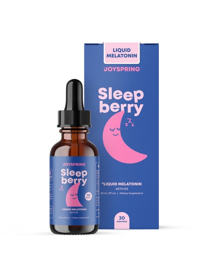 SleepBerry Liquid Melatonin for Kids - Natural Sleep Aid with Elderberry and Vitamin D - Boosts Immune System While They Sleep (1 Fl oz)