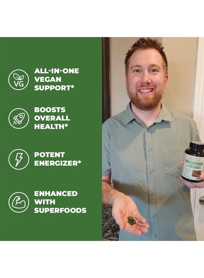 Vegan Multivitamins for Women & Men - Multivitamin & Multimineral Supplements for Energy, Focus and Overall Health. Daily Vegan Vitamins A, C, D, E & B12, Zinc, Calcium, Magnesium & More. 90 Tablets
