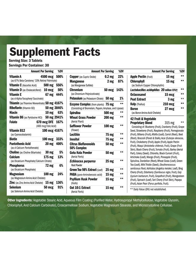 Vegan Multivitamins for Women & Men - Multivitamin & Multimineral Supplements for Energy, Focus and Overall Health. Daily Vegan Vitamins A, C, D, E & B12, Zinc, Calcium, Magnesium & More. 90 Tablets