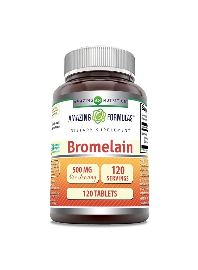 Amazing Formulas Bromelain 500 Mg 120 Tablets Supplement | Non-GMO | Gluten Free | Made in USA