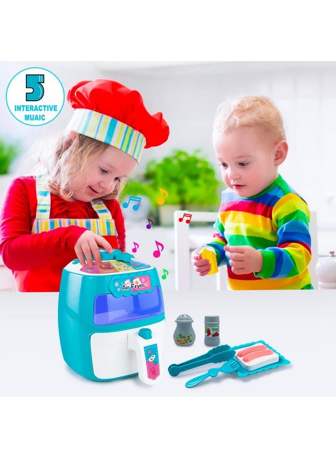 Air Fryer Toy For Kids Kitchen Appliances Toys With Music Little Chef Pretent Play Grill Playset Color Changing Play Foods Toddler Learning Toys Ages 2+