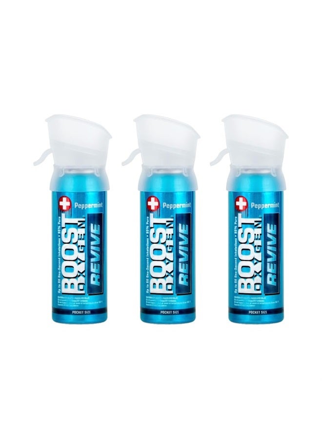 Pocket Size Peppermint 3 Liter Canister | All-Natural Respiratory Support for Aerobic Recovery, Altitude, Performance and Health (3 Pack)