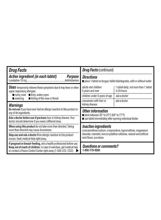 Goodsense Loratadine Orally Disintegrating Tablets, 10 mg, Antihistamine, Allergy Medicine, 24 Hour Allergy Relief, 30 Count