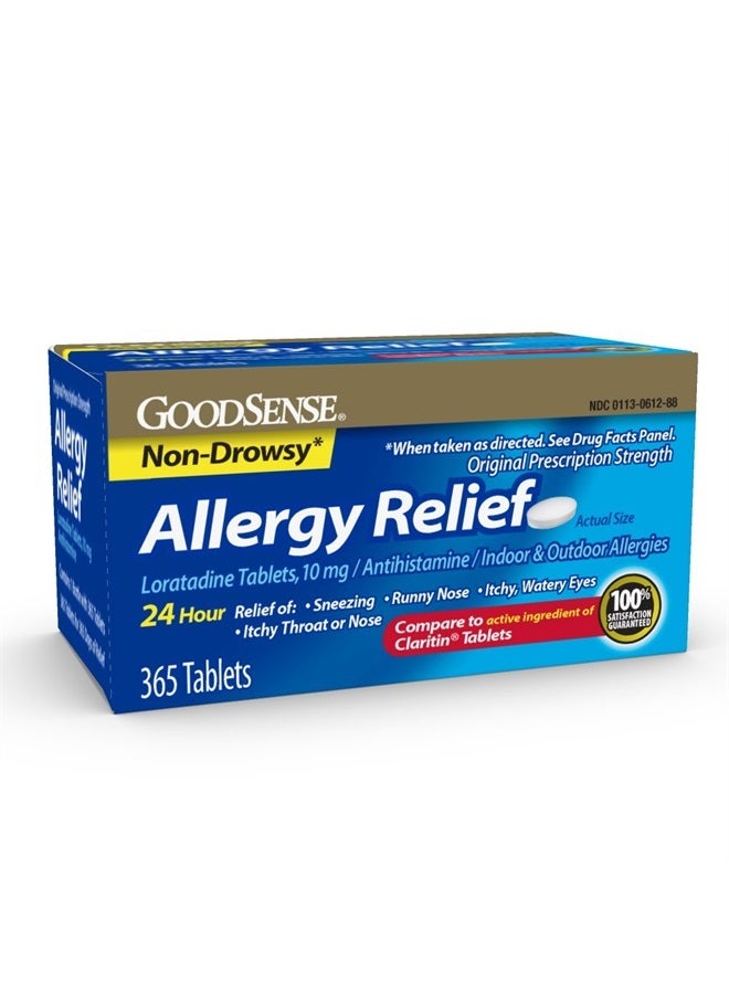 Allergy Relief Loratadine Tablets 10 mg, Compare to Claritin, Antihistamine, 24 Hour Allergy Relief, 365 Count