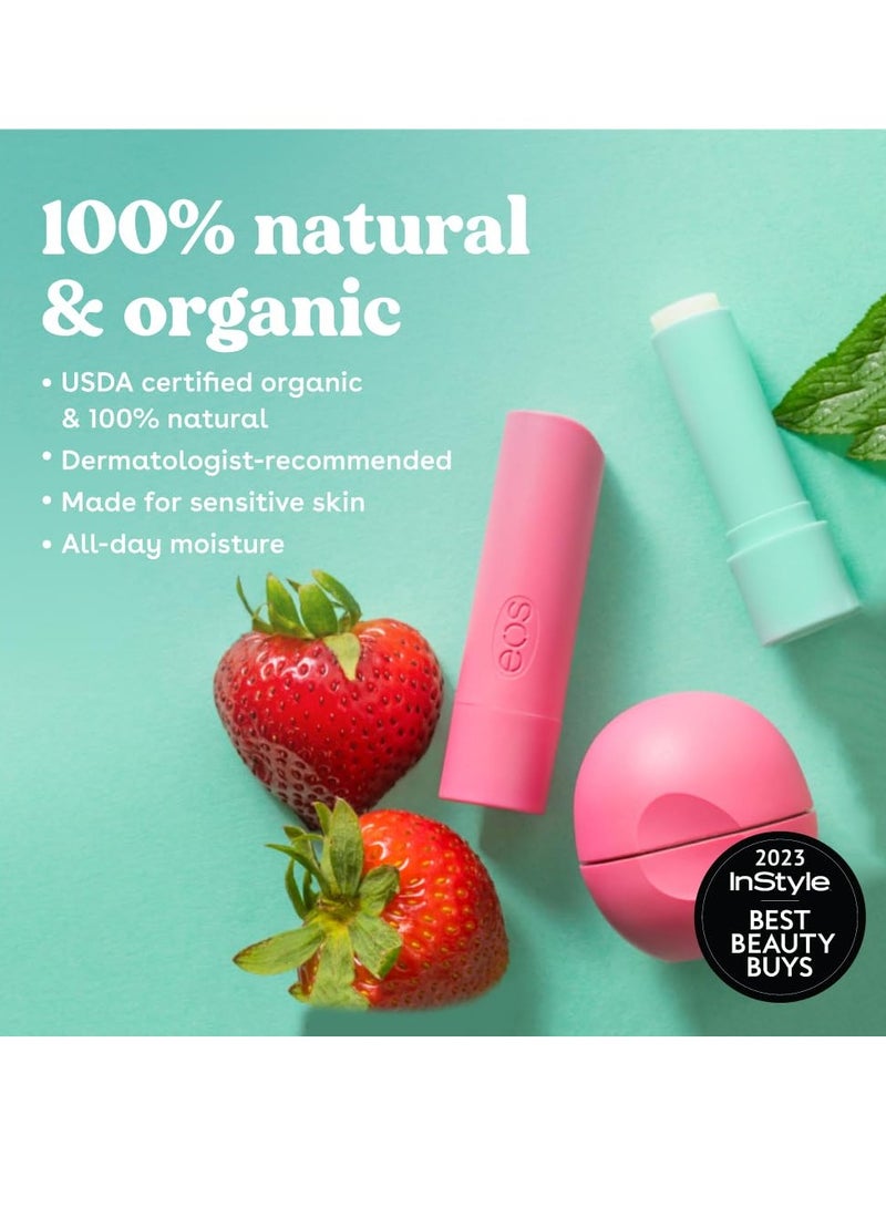 eos 100% Natural & Organic Lip Balm Sticks- Vanilla Bean, All-Day Moisture, Dermatologist Recommended, 0.14 oz, 2-Pack