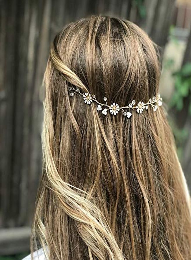 Bride Flower Wedding Hair Vine Daisy Gold Bridal Hair Piece Crystal Hair Accessories For Women And Girls
