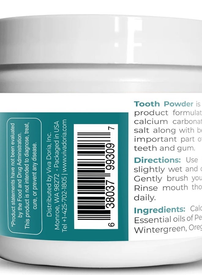 Natural Tooth Powder | Remineralizing Tooth Powder | Natural Teeth Whitening Powder | Toothpaste Power | Breath Freshener | Refreshing Mint Flavor | 10 Oz