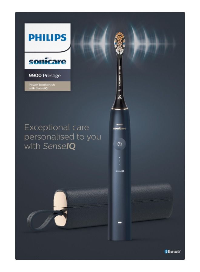 Philips Sonicare 9900 Prestige Rechargeable Electric Power Toothbrush with SenseIQ and AI-powered Sonicare app; Colour Midnight Blue - HX9992/22