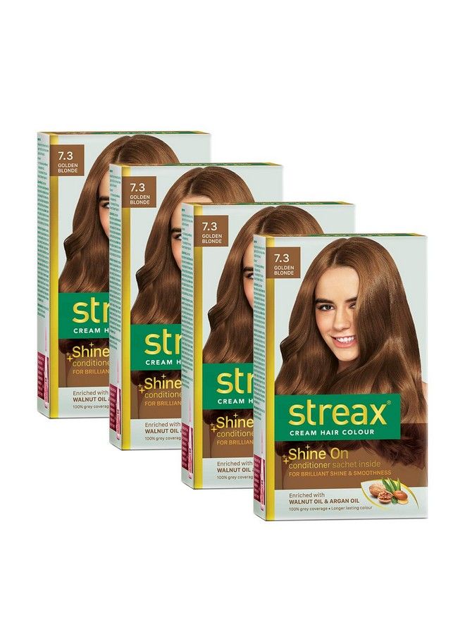 Cream Hair Color For Unisex 120Ml 7.3 Golden Blonde (Pack Of 4)