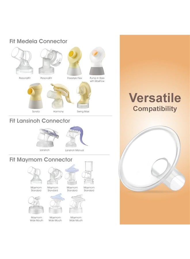 MyFit 13mm Shields Compatible with Medela Breast Pump- PersonalFit, Freestyle, Harmony, Maxi Connector; Connect to Maymom Widemouth/Narrow Connector, PersonalFit/Freestyle Flex Connector; 2pcs