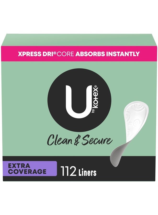 Clean & Secure Panty Liners, Light Absorbency, Extra Coverage, 112 Count (Packaging May Vary)