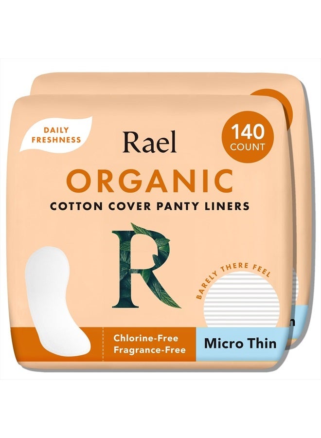 Panty Liners for Women, Organic Cotton Cover - Thin Pantiliners, Light Absorbency, Unscented, Chlorine Free (Micro Thin, 280 Count)