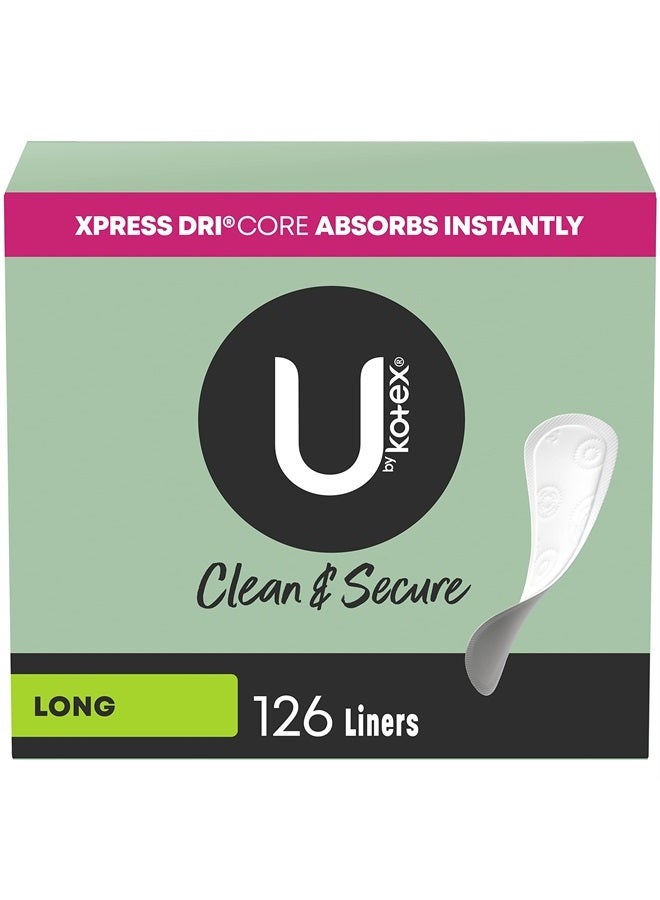 Clean & Secure Panty Liners, Light Absorbency, Long Length, 126 Count (Packaging May Vary)