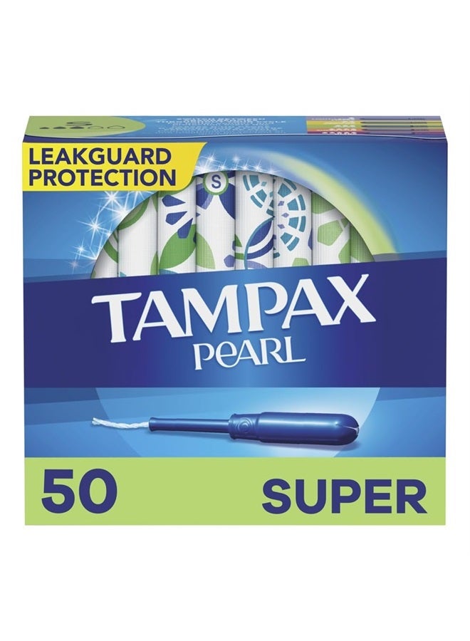 Pearl Tampons Super Absorbency, With Leakguard Braid, Unscented, 50 Count