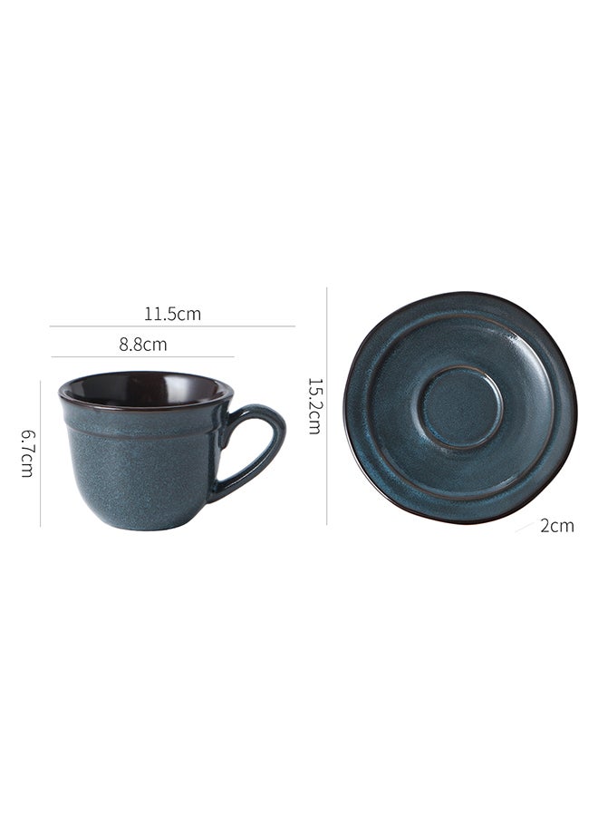 8-Piece Variable Glaze Deformation Cup & Saucer Blue 8.8x8.8x6.7cm