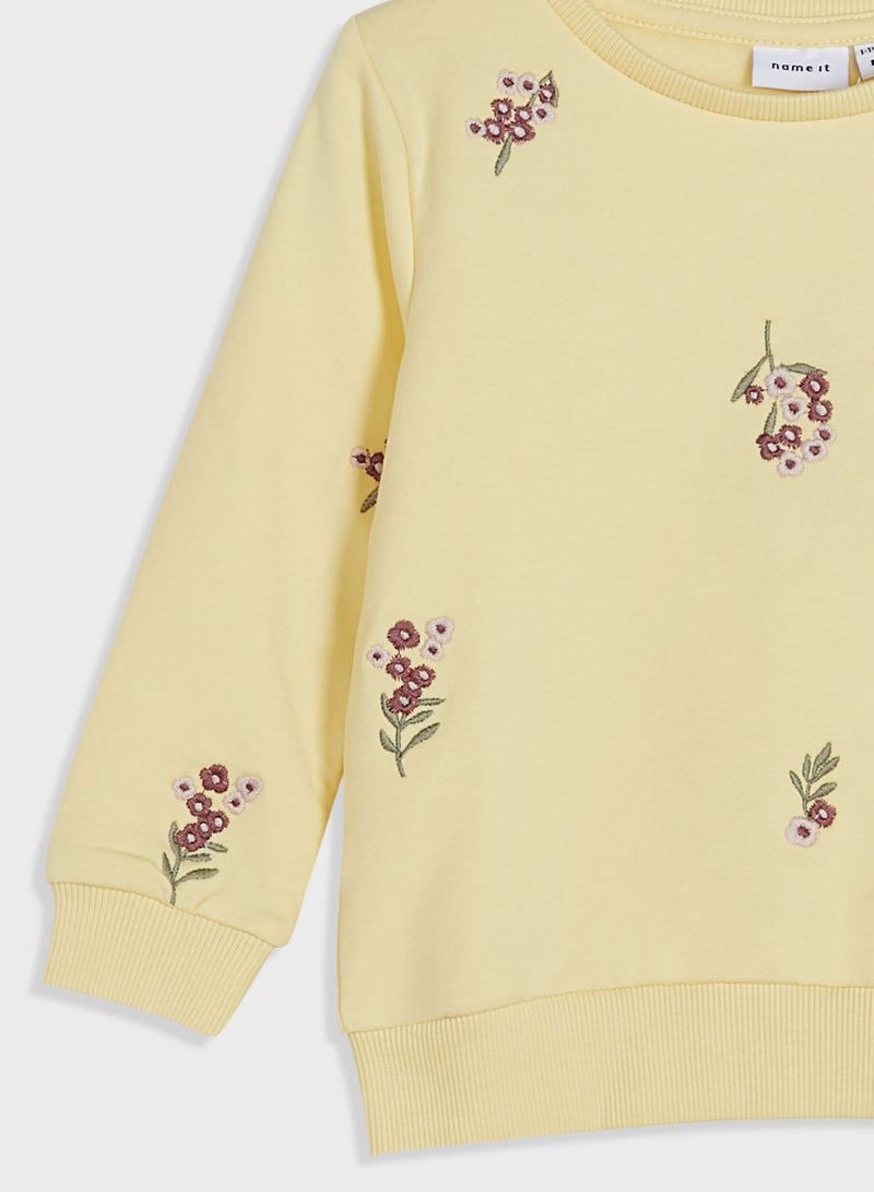 Kids Embroidered Floral Sweatshirt