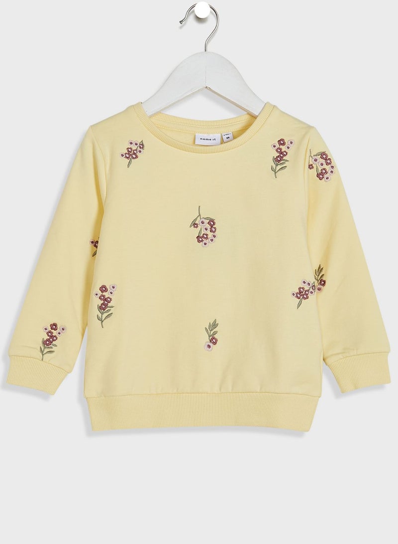 Kids Embroidered Floral Sweatshirt