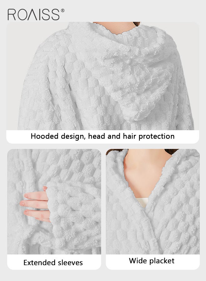 Thicken Absorbent Bathrobe Unisex Cloud Pattern Coral Fleece Sleepwear Autumn Winter Ladies Lightweight Soft Non Shedding Robe with Hood