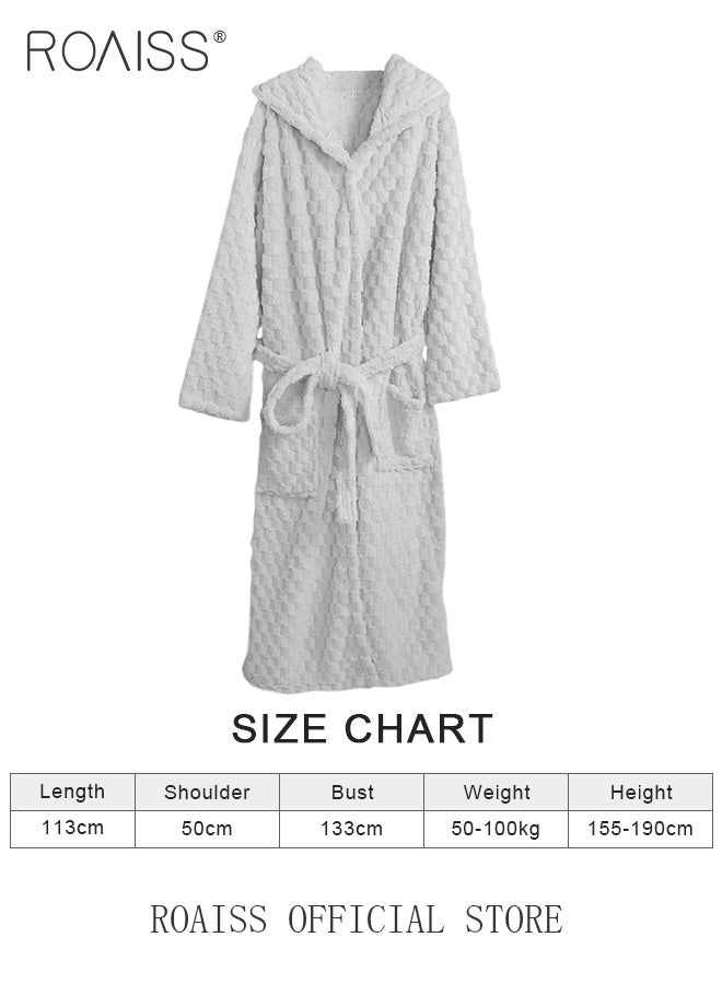 Thicken Absorbent Bathrobe Unisex Cloud Pattern Coral Fleece Sleepwear Autumn Winter Ladies Lightweight Soft Non Shedding Robe with Hood