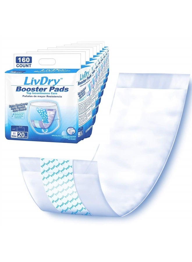 Incontinence Booster Pads, Use with Adult Diapers for Women and Men, Extra Comfort Softness, Disposable Pad (160 Count, Regular Length)
