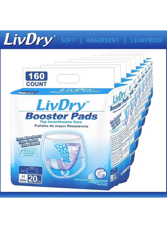 Incontinence Booster Pads, Use with Adult Diapers for Women and Men, Extra Comfort Softness, Disposable Pad (160 Count, Regular Length)