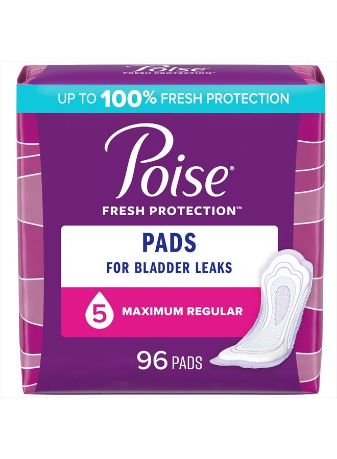 Incontinence Pads & Postpartum Incontinence Pads, 5 Drop Maximum Absorbency, Regular Length, 96 Count (2 Packs of 48), Packaging May Vary