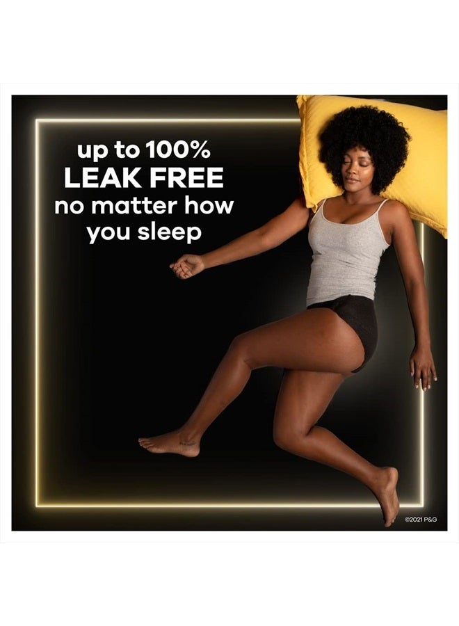 Zzzs Overnight Disposable Period Underwear for Women, Black Period Panties, Leakproof, Large/X- Large, 14 Count