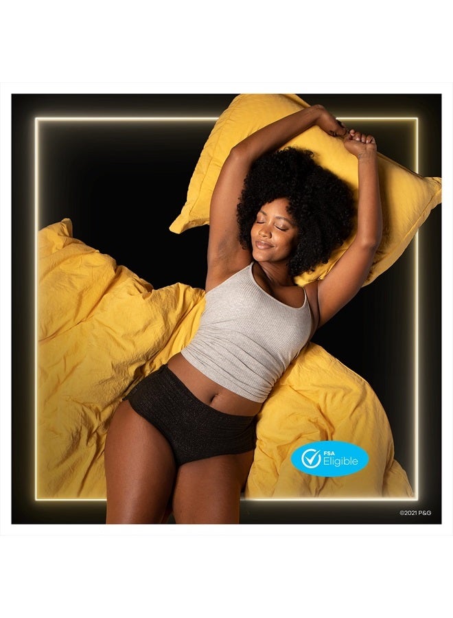 Zzzs Overnight Disposable Period Underwear for Women, Black Period Panties, Leakproof, Large/X- Large, 14 Count