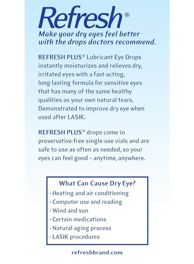 Plus Lubricant Eye Drops, Preservative-Free, 0.01 Fl Oz Single-Use Containers, 50 Count, Packaging May Vary