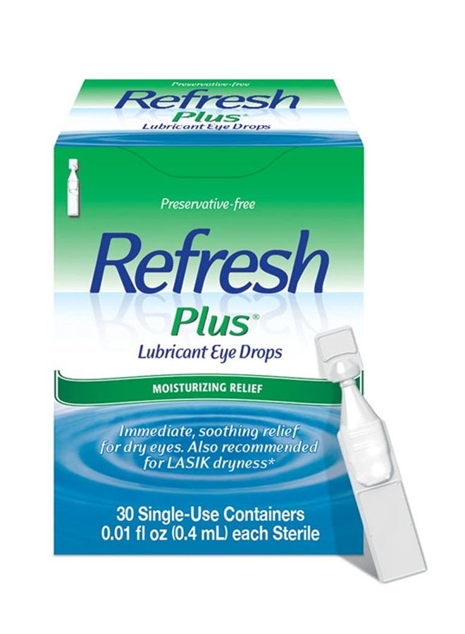 Plus Lubricant Eye Drops, Preservative-Free, 0.01 Fl Oz Single-Use Containers, 30 Count (Pack of 1)