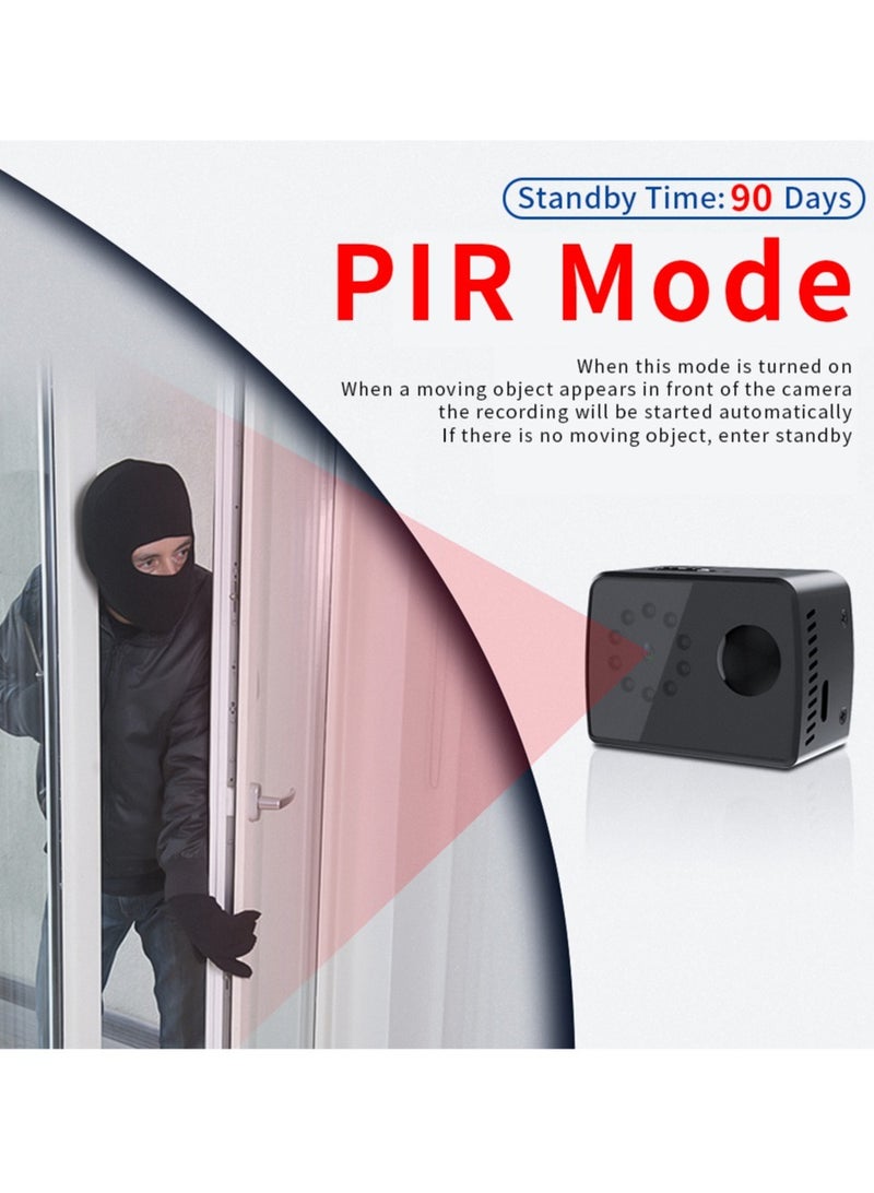 Auto Night Vision Camera 1080P PIR Sensor Motion Activated Mini Camcorders Standby 90 Days