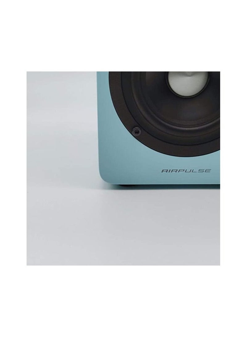 Airpulse A80 Tiffany Blue Wood Styling Active Bookshelf Speaker Blue